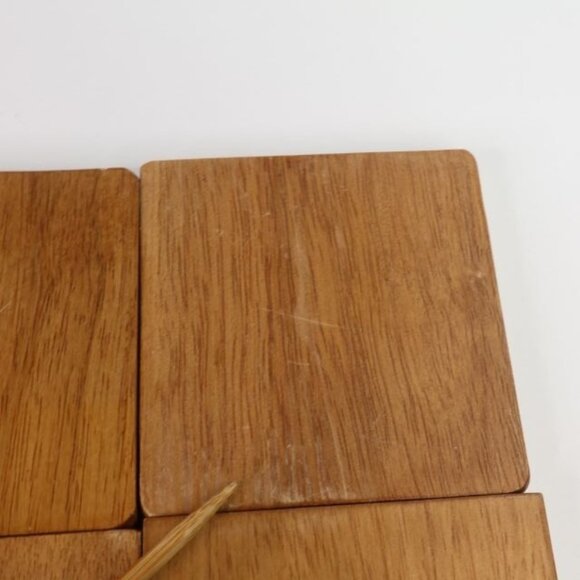 Apple Drink Coaster Set Wood Holder Leaf Design Country Core Farmhouse - Picture 10 of 12